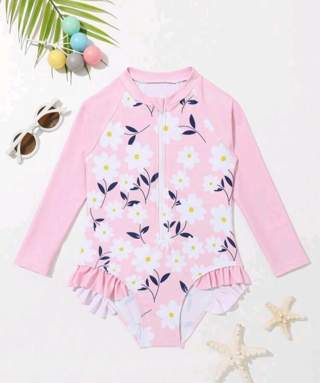 Lighy Pink Floral Print Zipper One Piece