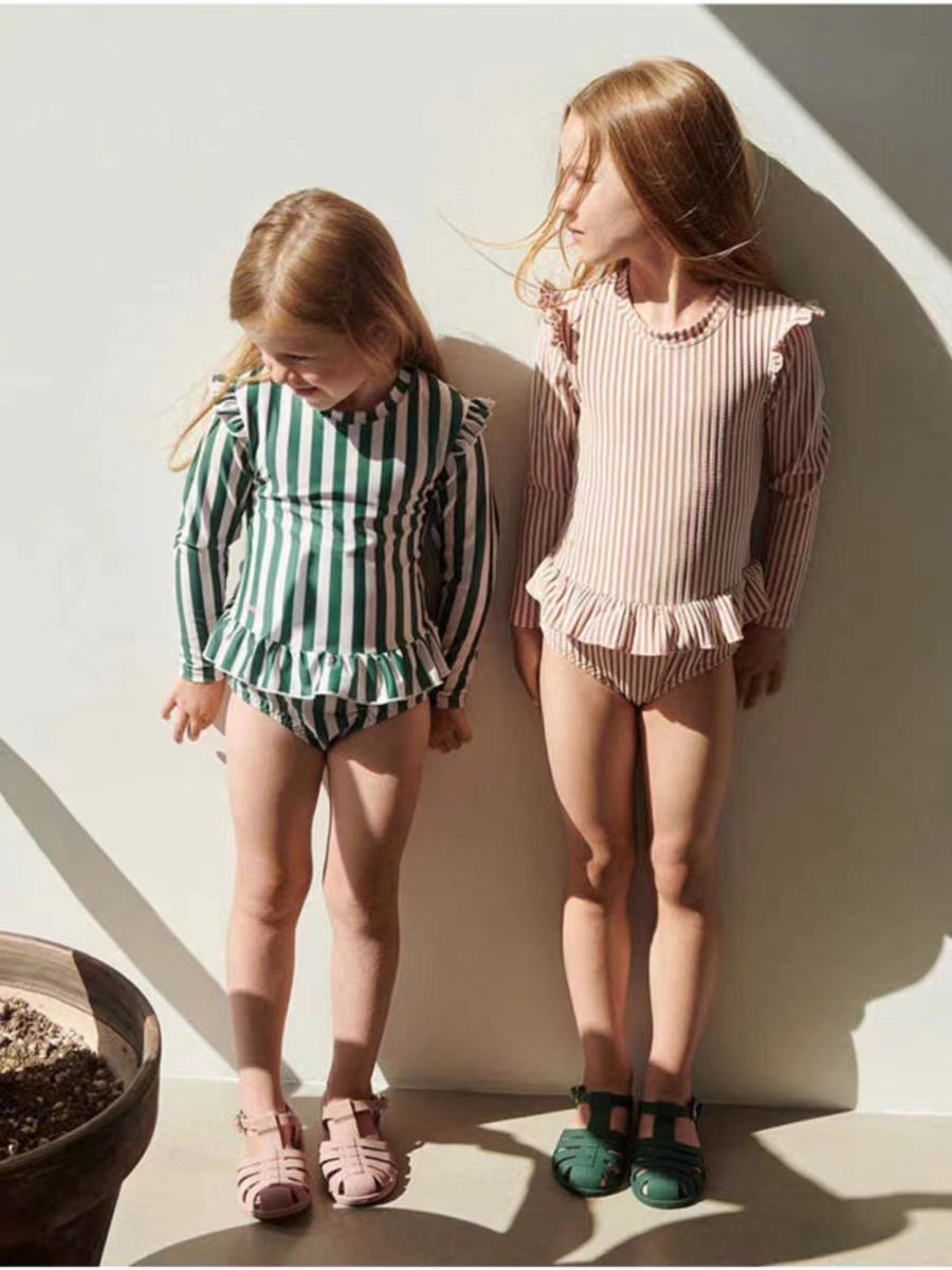 green striped swimsuit