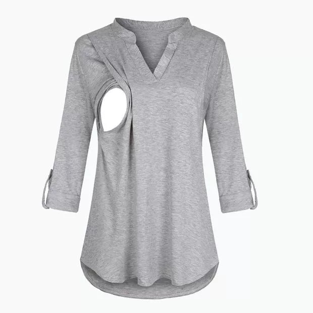 V-Neck Long Sleeved Breastfeeding Shirts