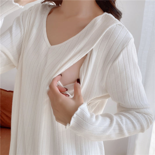 Warm and soft woven breastfeeding shirt