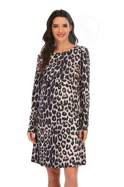 Leopard Print Breastfeeding Dress