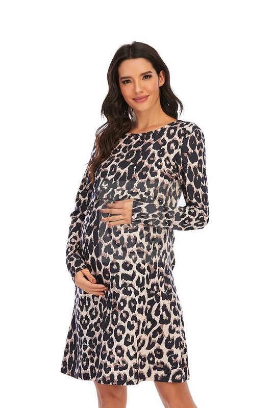 Leopard Print Breastfeeding Dress