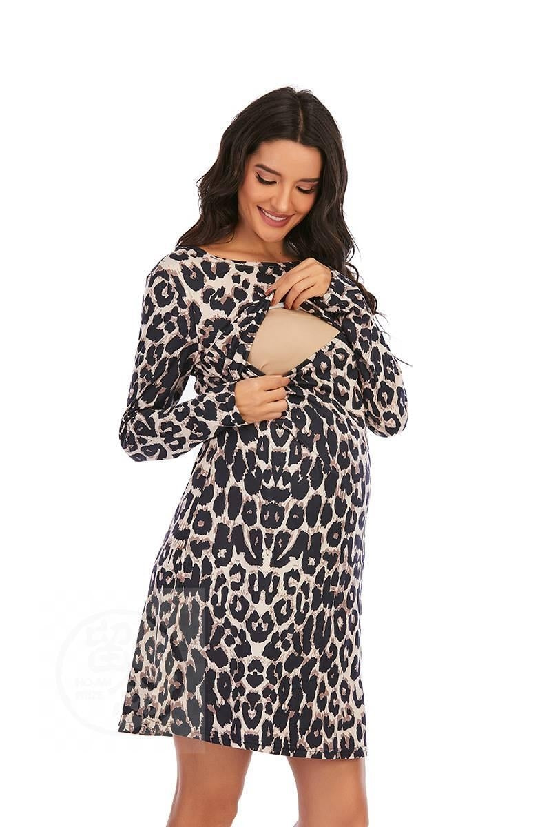 Leopard Print Breastfeeding Dress