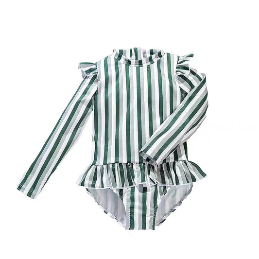 green striped swimsuit