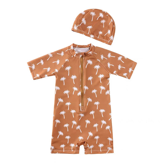 Unisex Brown Palm Tree Swimsuit