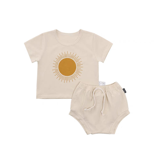 Unisex White Sun Print Set