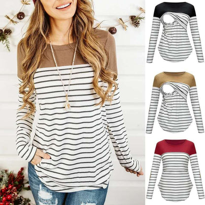 TOP COLOURED STRIPED FEEDING SHIRT