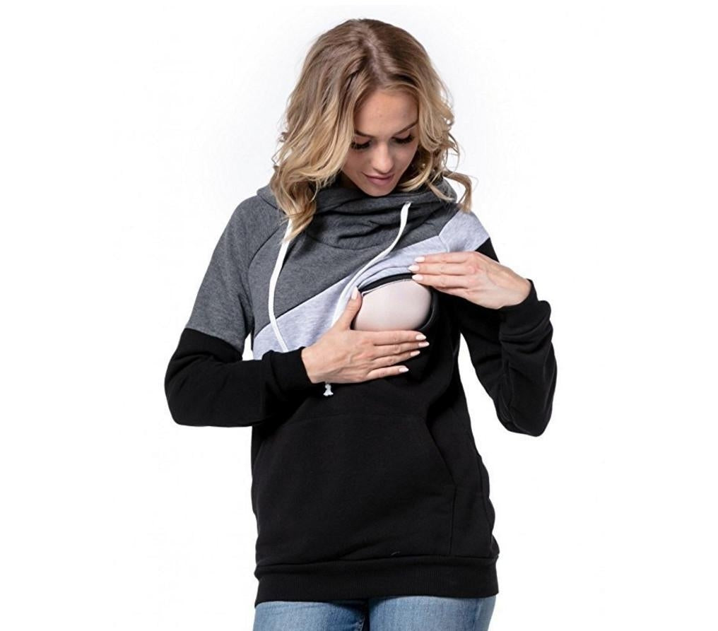 Thin Assymmetrical Zipper Nursing Hoodie