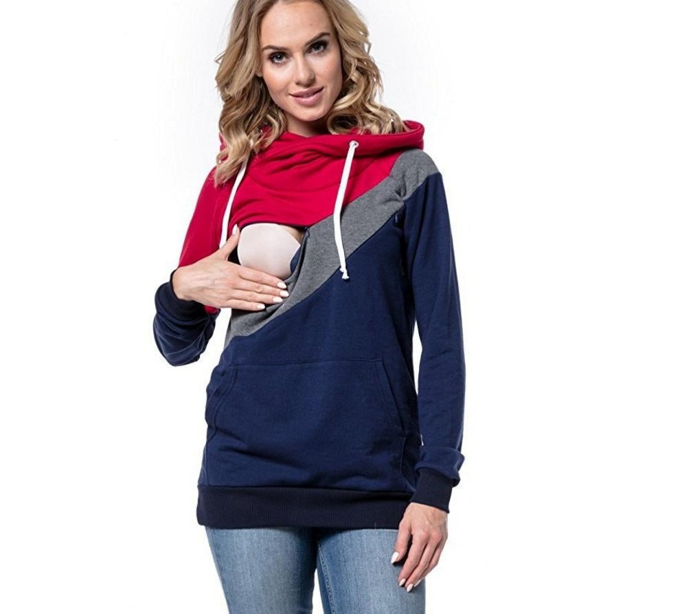 Thin Assymmetrical Zipper Nursing Hoodie