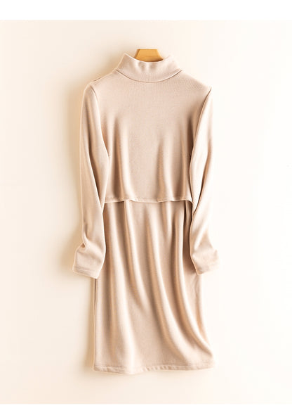 High Neck Long Sleeved Breastfeeding and Maternity Dress